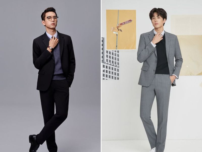 alt: Áo sweater mặc bên trong vest nam tạo phong cách năng động