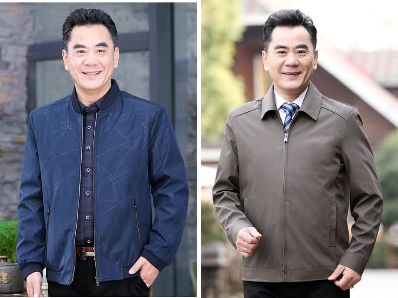 alt="Cách chọn áo khoác cho nam trung niên dáng thấp"