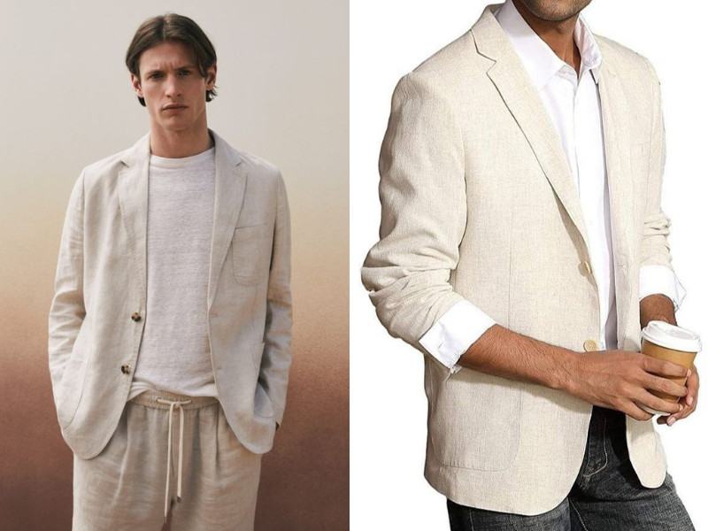 Áo khoác blazer vải đũi