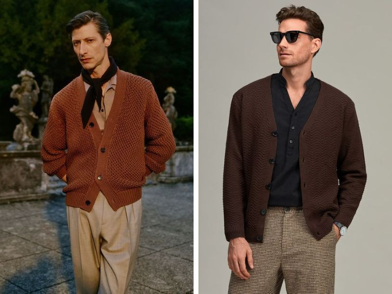 Áo khoác cardigan và polo dệt kim