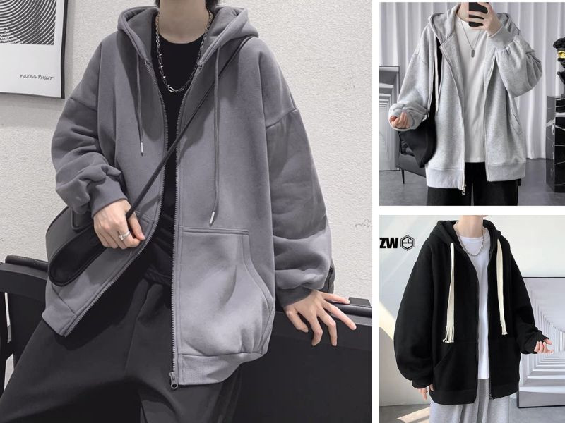 Áo khoác nỉ form rộng basic