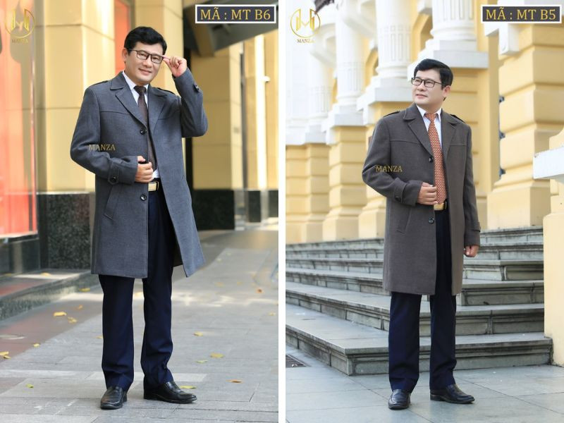 Áo măng tô lông cừu trung niên Manza