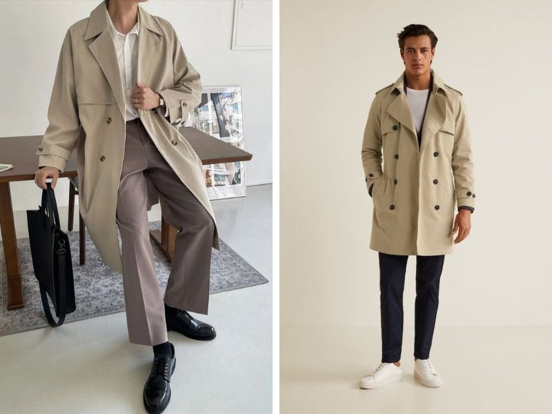 Áo Trench Coat phối cùng với quần tây