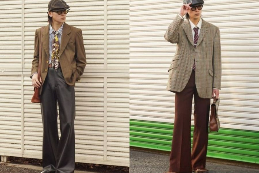 Phối áo gile vintage với áo sơ mi và quần ống đứng