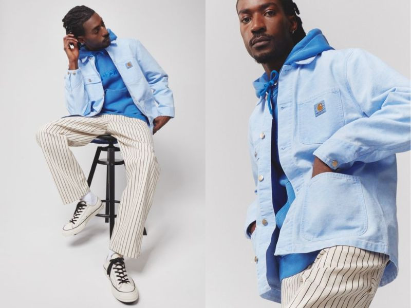 Phối áo khoác jacket nam xanh dương với hoodie