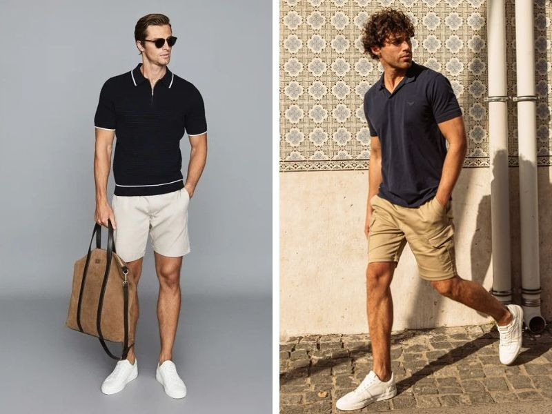 Quần short và polo dệt kim