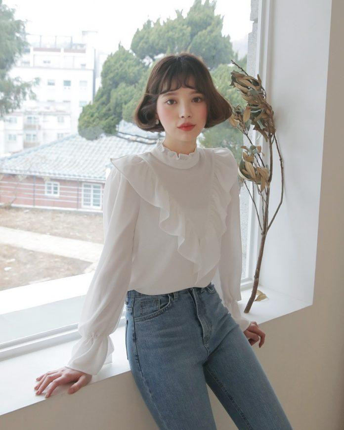 Áo bèo nhún cùng quần cạp cao