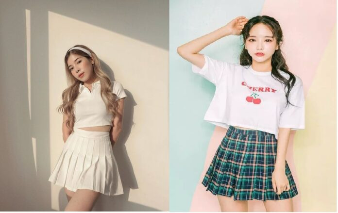 Áo croptop kết hợp với chân váy tennis
