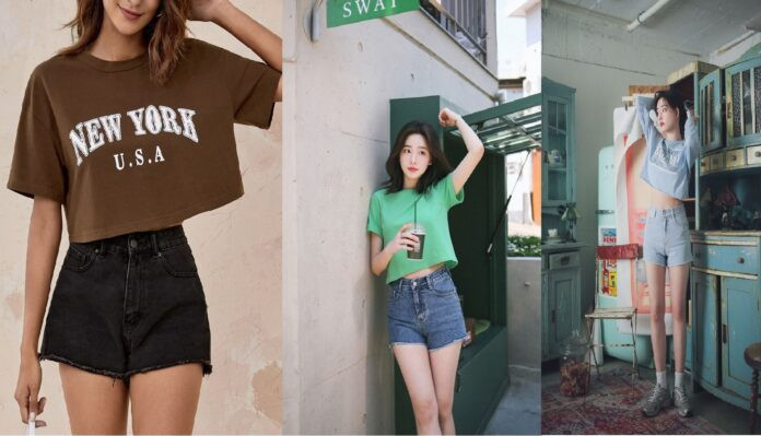 Áo croptop kết hợp với quần short