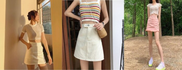 Áo croptop phối chân váy ngắn