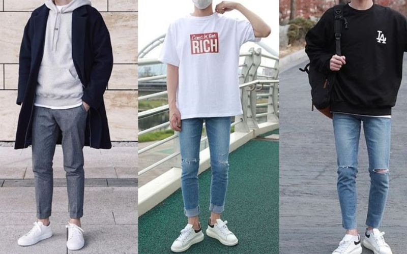Áo form rộng phối cùng quần skinny