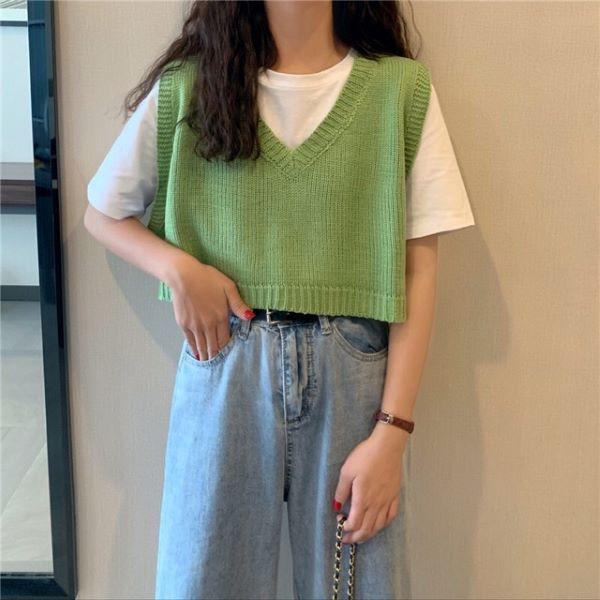 Áo gile croptop