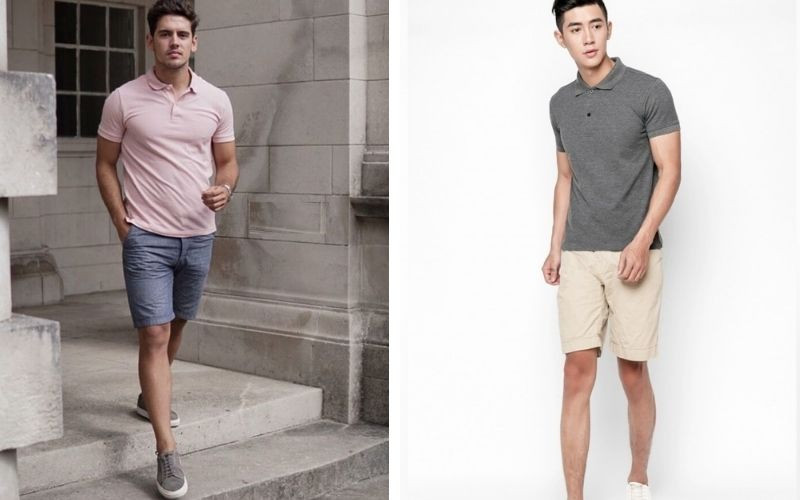 Áo polo nam màu sắc nổi bật mix cùng quần short jean
