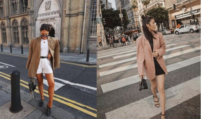 Blazer và quần short tạo nên phong cách vừa thanh lịch vừa năng động