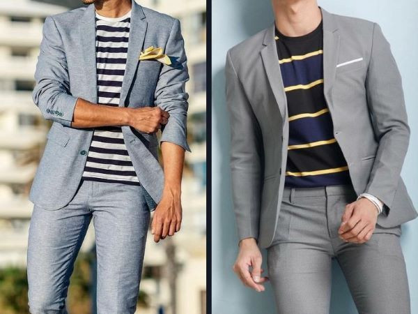 Cách mix áo phông kẻ ngang với áo vest sang trọng, lịch lãm