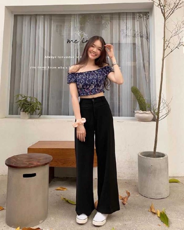 Cách phối đồ cho người lùn cùng quần suông và áo croptop thời thượng