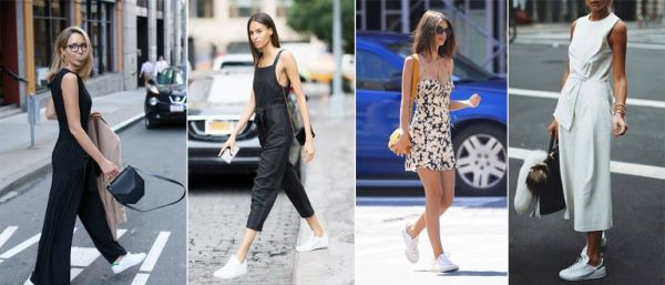 Jumpsuit cùng giày thể thao