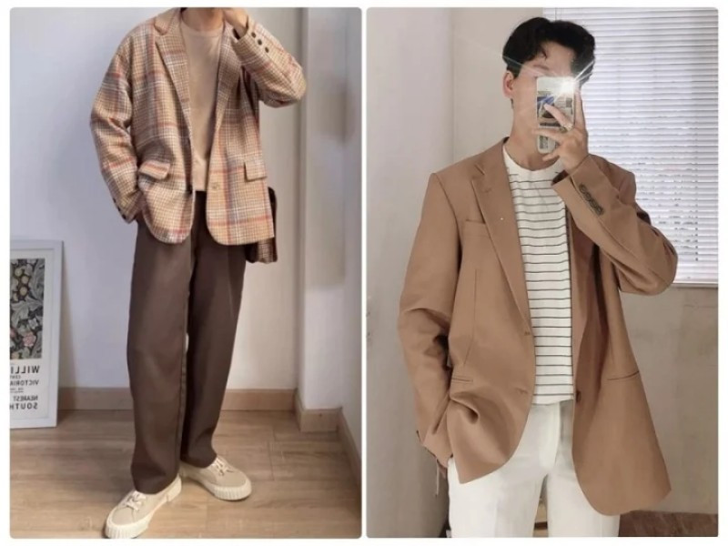 Kết hợp áo blazer và áo thun mang đến phong cách thanh lịch