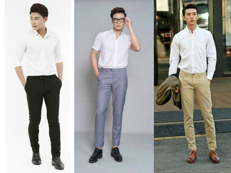 Kết hợp áo sơ mi với quần âu, quần kaki
