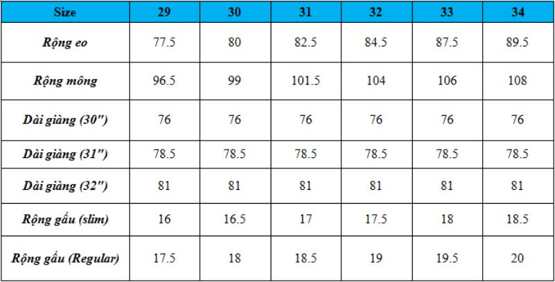 [Bật mí] thông số size quần nam và cách lựa chọn sao cho chuẩn