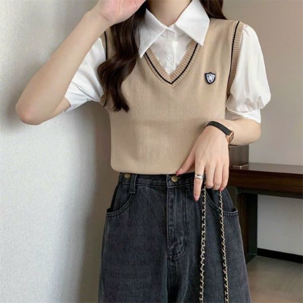 Mẫu áo gile cổ tim