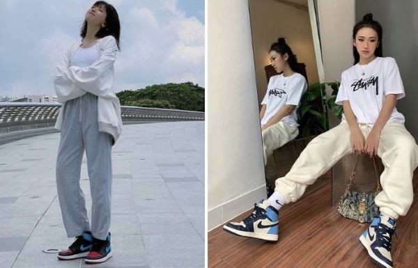 Phối giày Jordan cổ cao với quần jogger