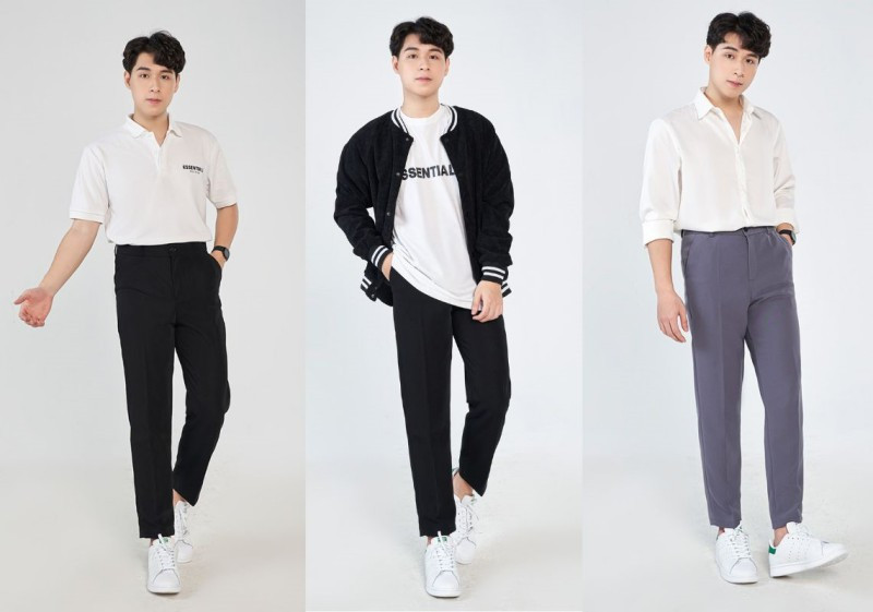 Quần baggy tối màu là lựa chọn hoàn hảo cho những anh chàng đùi to