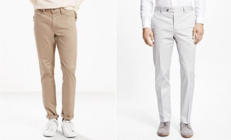 Quần chinos khác với quần kaki cả về chất liệu, đường may và độ ôm