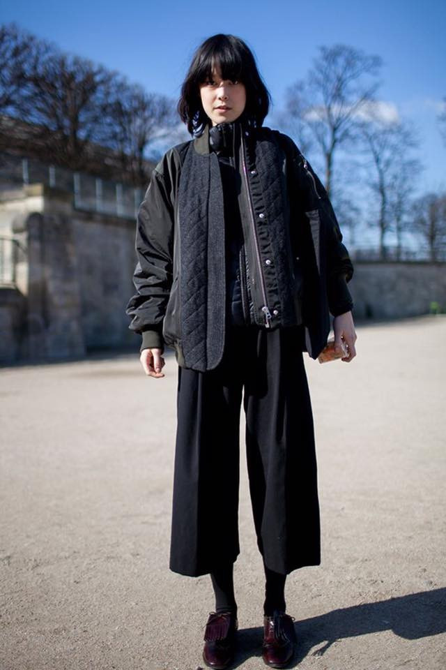 Quần culottes kết hợp bomber