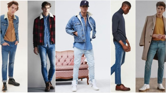 Quần denim xanh nhạt hơi hướng cổ điển cho nam