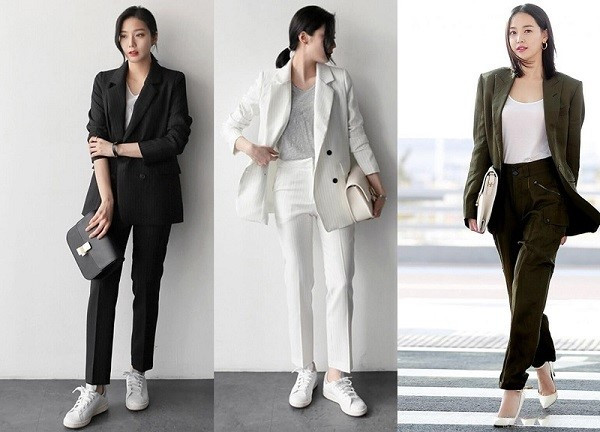 Trang phục đơn sắc trong cách phối đồ cho người lùn