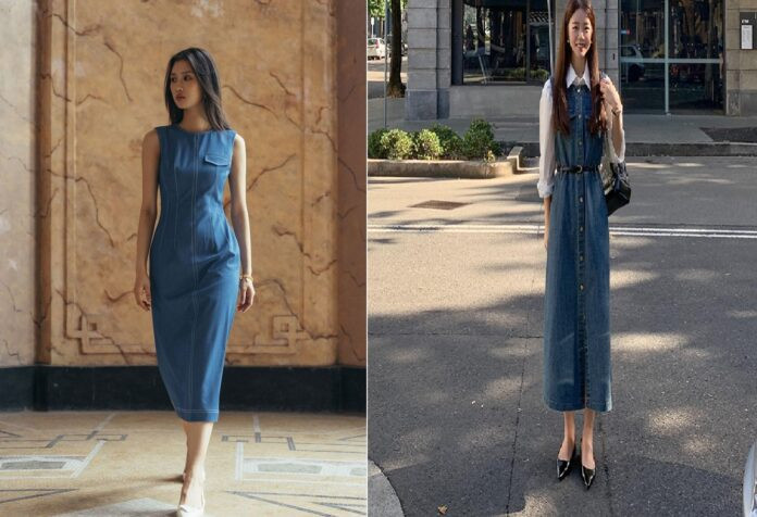 Váy denim liền thân mang lại vẻ đẹp nữ tính và thu hút