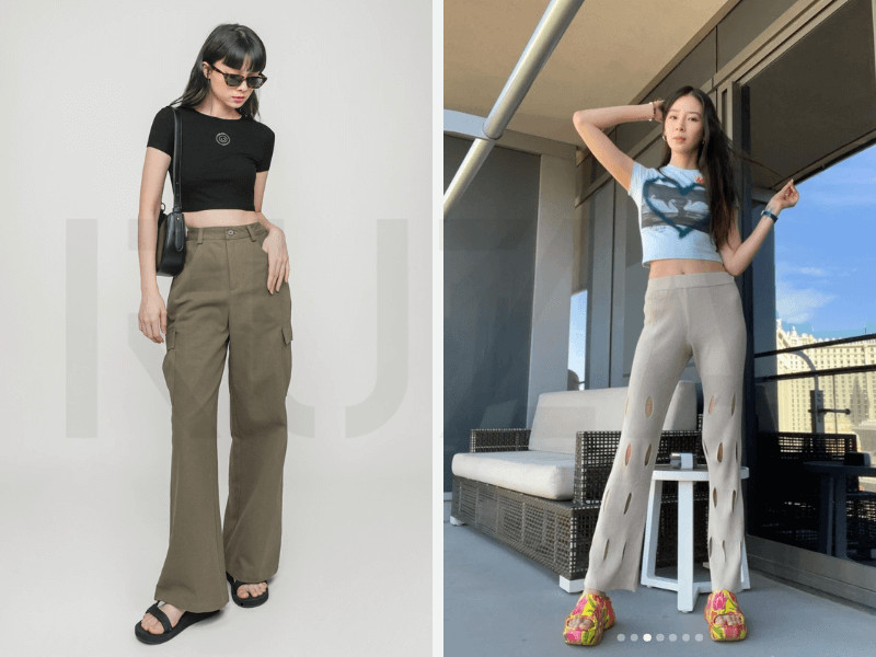 Áo baby tee cùng quần cạp cao
