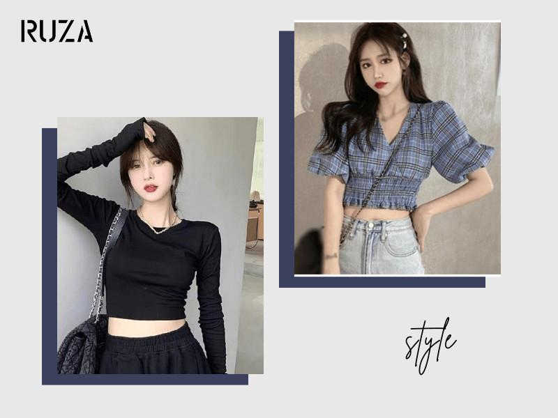 Áo Croptop tay dài - Hàn Quốc