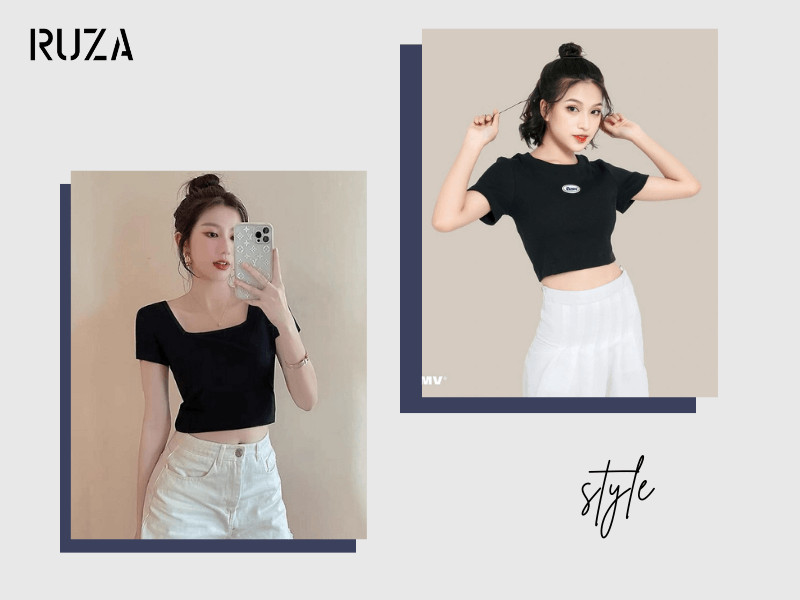 Áo Croptop trễ vai - tay phồng