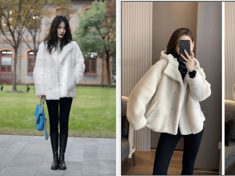 Áo khoác lông cừu và quần legging