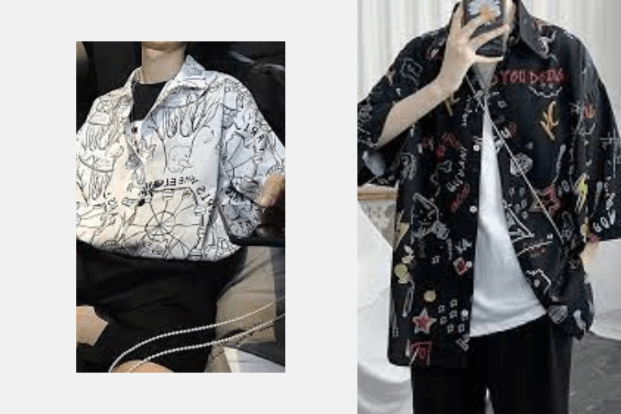 Áo sơ mi hoạ tiết unisex
