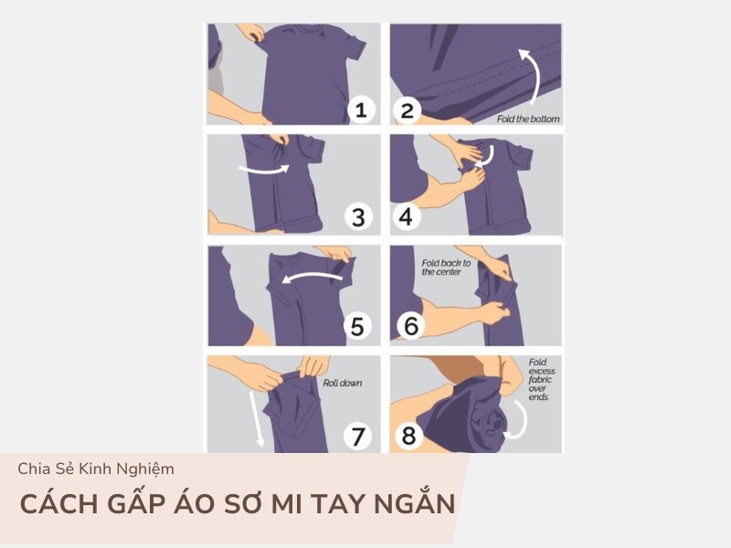 Cách gấp áo sơ mi tay ngắn