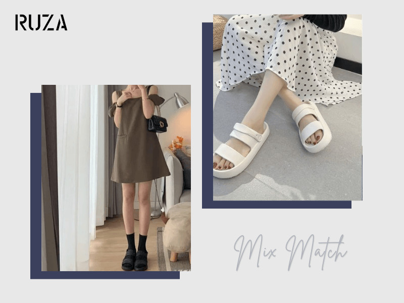 Đầm Maxi Với Dép Bánh Mì Nữ