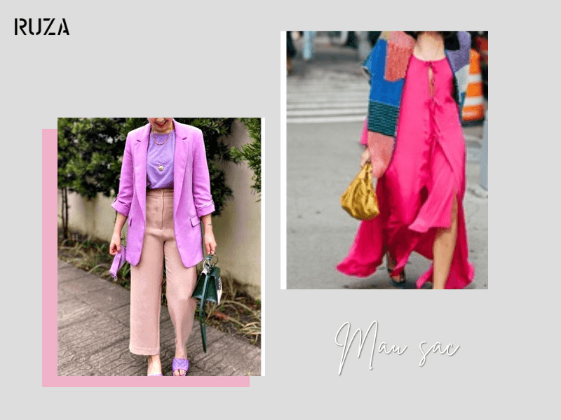 Kết hợp màu pastel với cam - đỏ