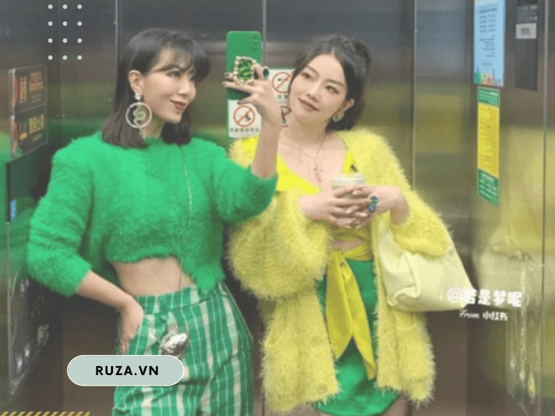 Kết hợp màu xanh cỏ mượt cùng màu