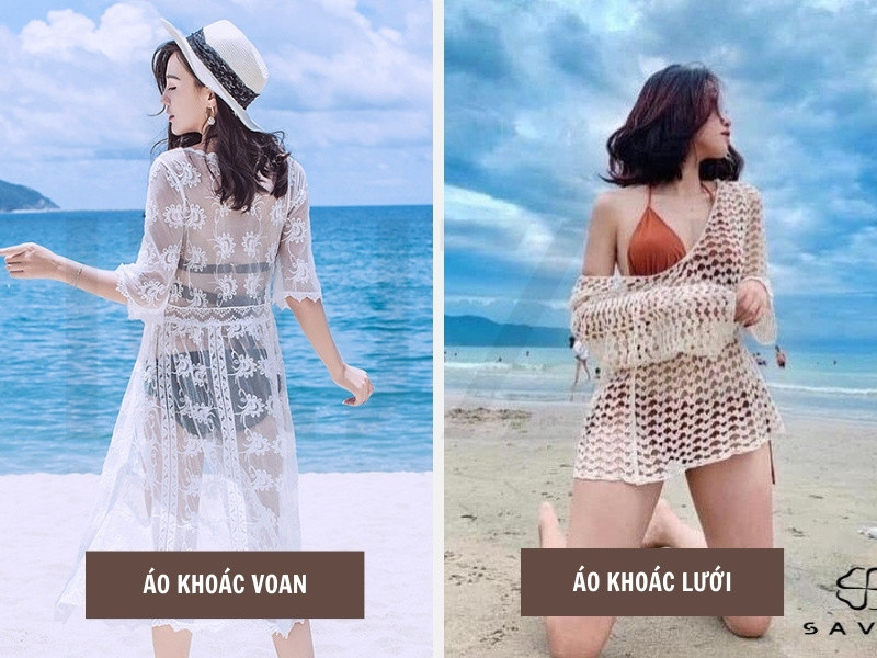 Mặc áo khoác voan và áo lưới đi biển