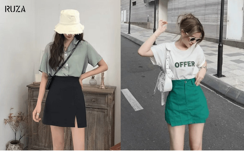 Mặc chân váy kết hợp áo thun trong ngày Tết