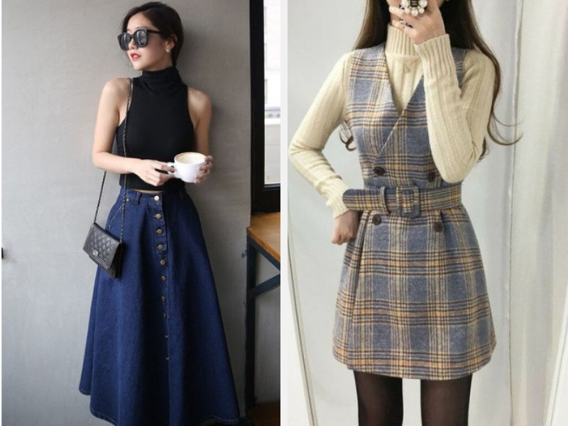 Mặc với áo croptop - áo len