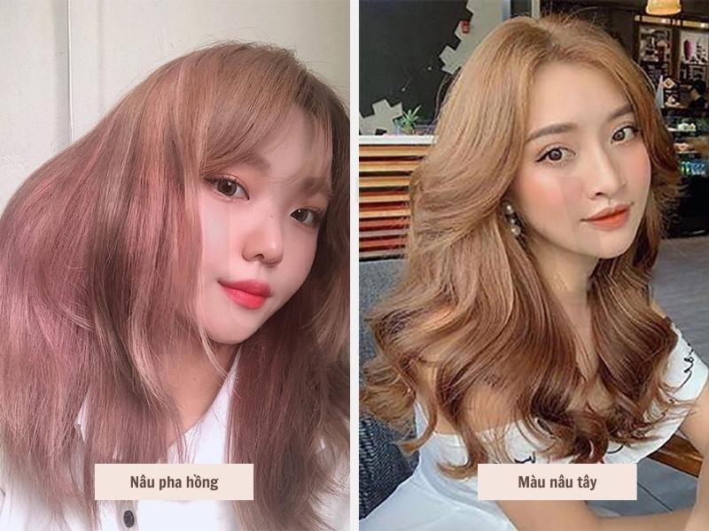 Màu tóc nâu phá hồng - Nâu tây