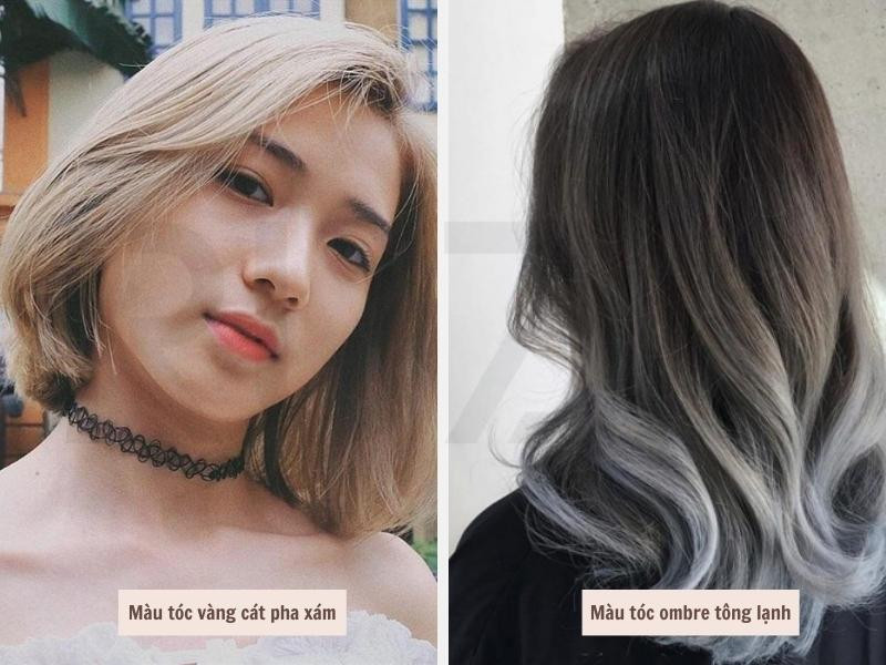 Màu tóc vàng bạch kim - Nâu tóc sáng da khói highlight 