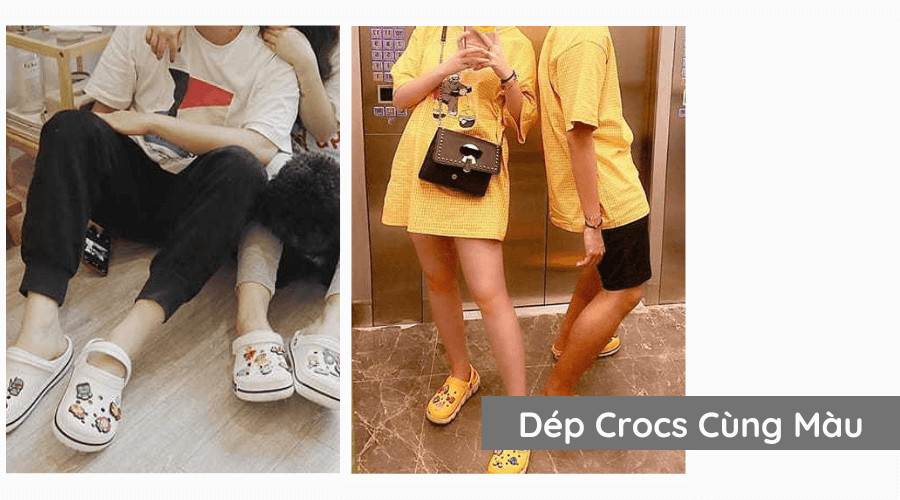Mix đồ với dép Crocs cùng màu