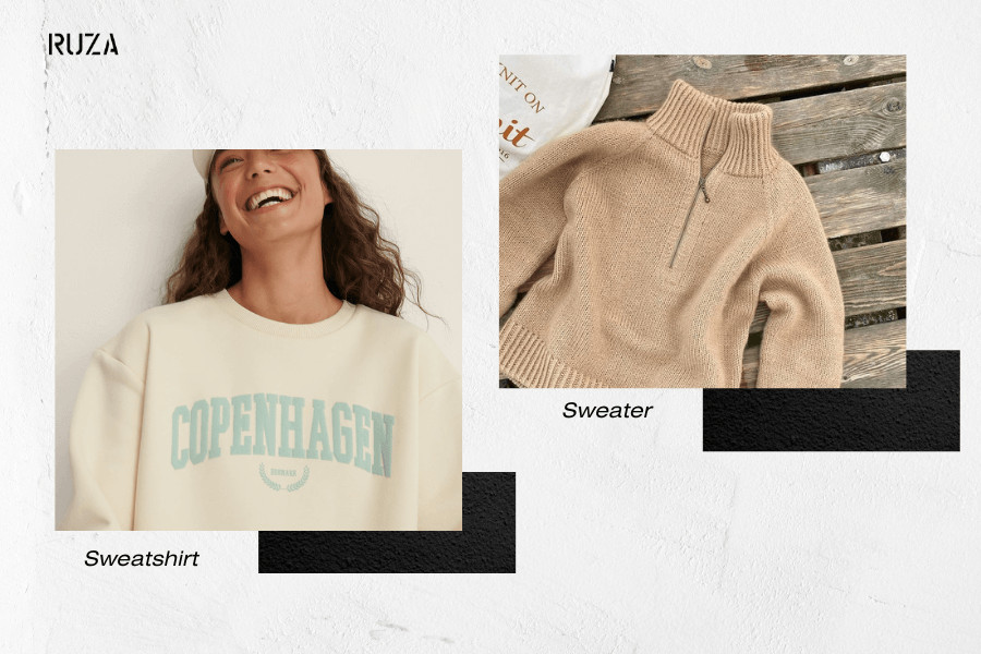 Phân biệt sweatshirt với sweater