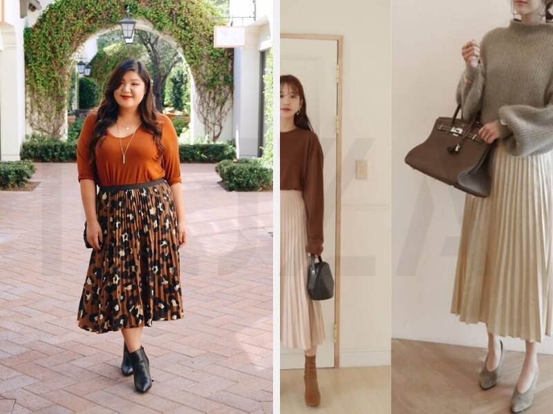 Phối đầm midi và áo cardigan