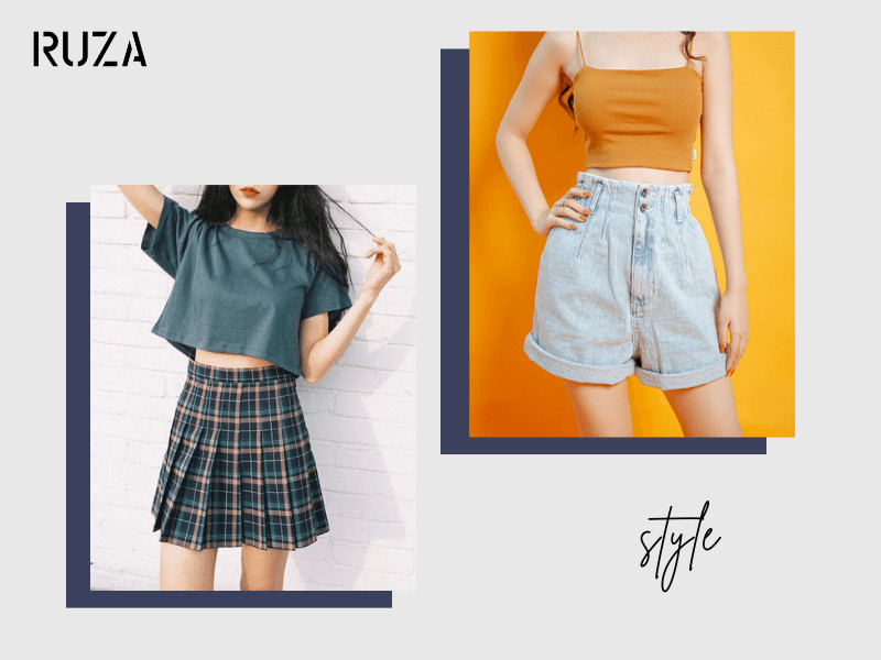 Phối đồ với áo croptop với chân váy - quần short